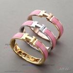Perfect Replica Hermes Bracelet In Pink Printed Enamel